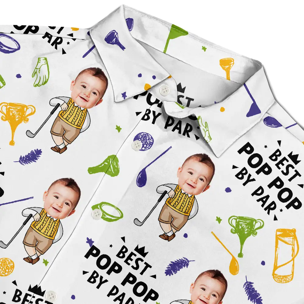 Custom Photo Best Dad By Par Funny Kid - Personalized Hawaiian Shirt - Image 5