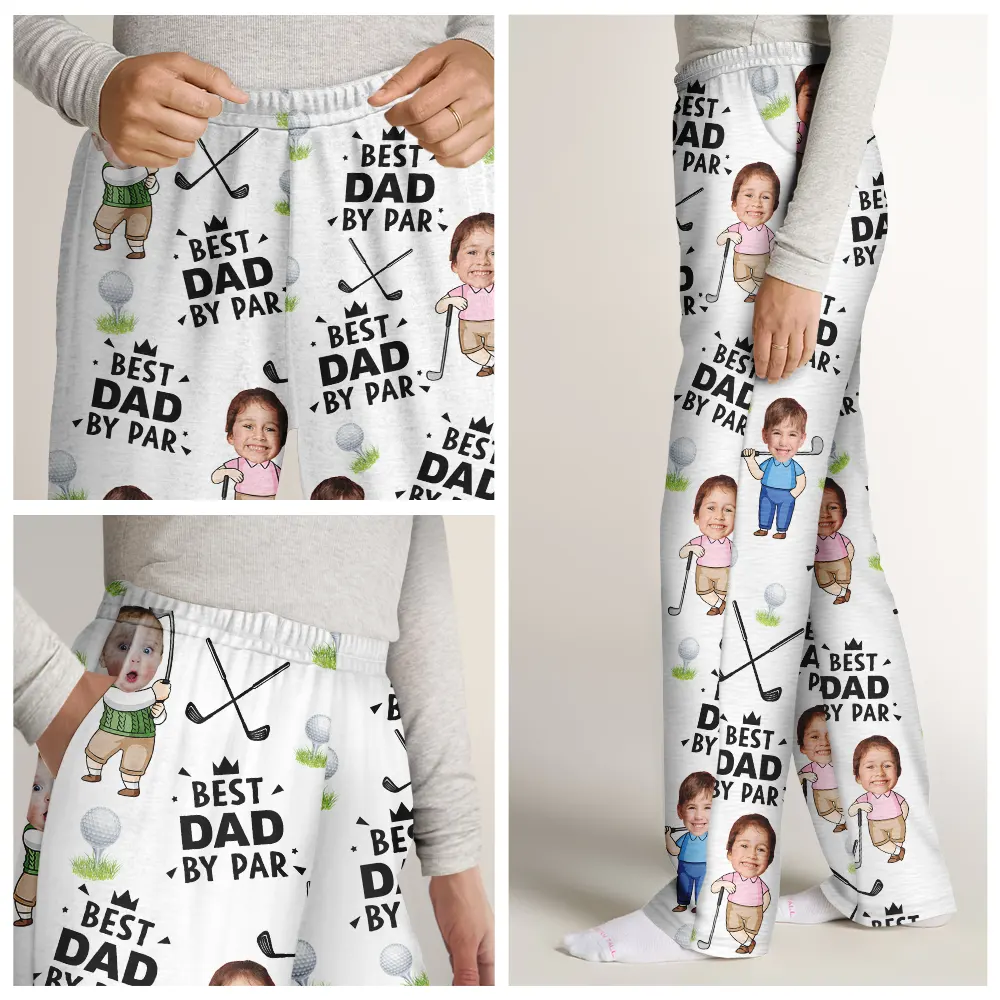 Custom Photo Best Dad By Par Funny Kid - Personalized Pajama Pants - Image 8