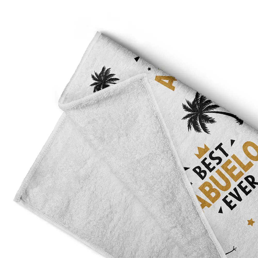 Custom Photo Best Dad Ever Coconut Palm - Personalized Beach Towel - Image 5