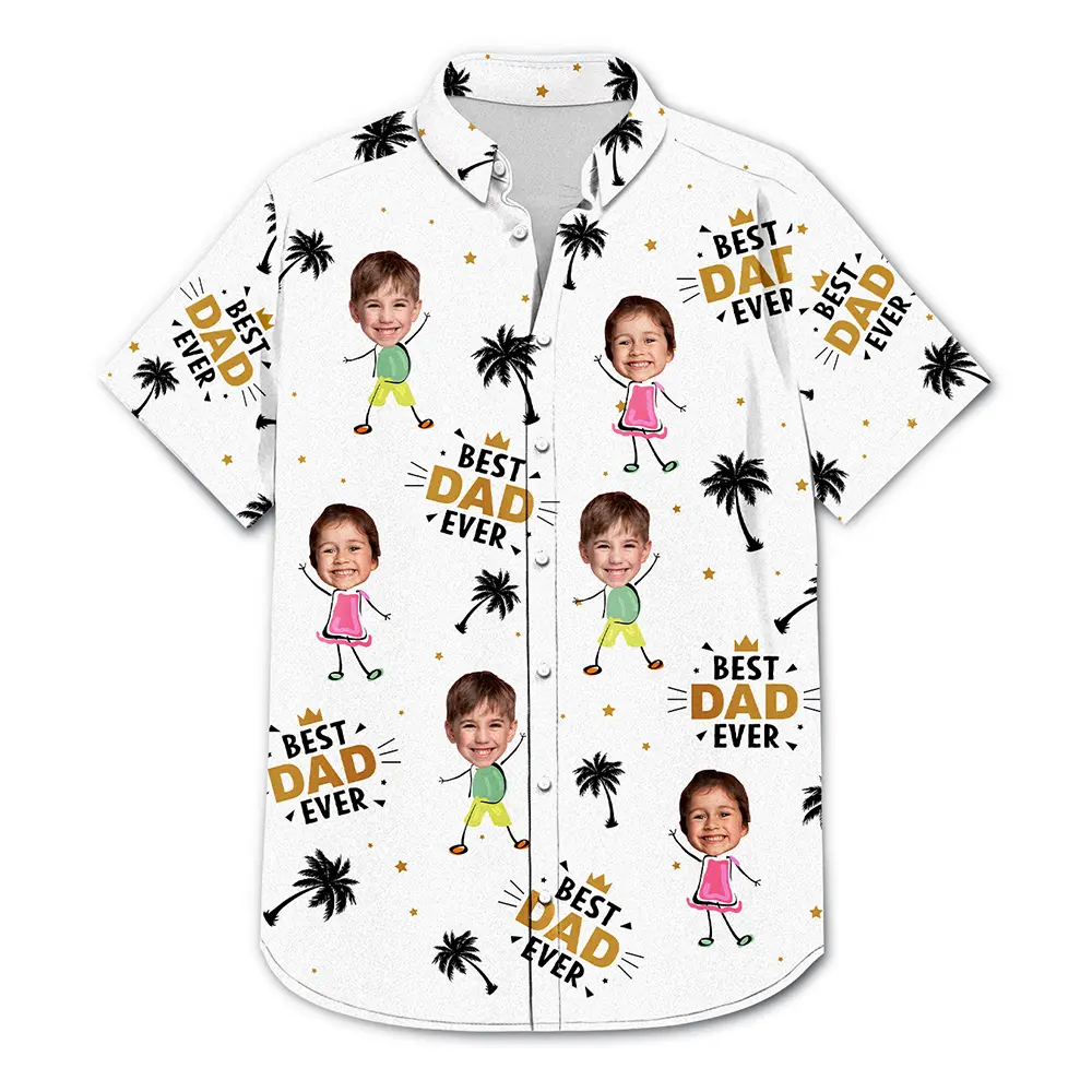 Custom Photo Best Dad Ever Coconut Palm - Personalized Hawaiian Shirt - Image 4
