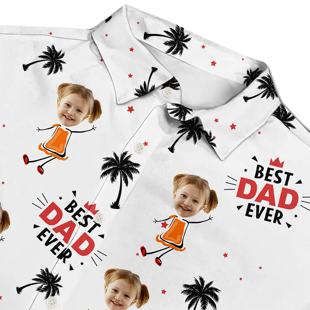 Custom Photo Best Dad Ever Coconut Palm - Personalized Hawaiian Shirt - Image 5