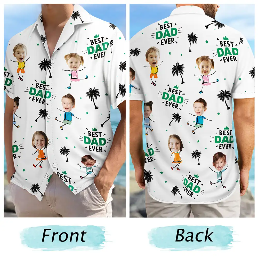 Custom Photo Best Dad Ever Coconut Palm - Personalized Hawaiian Shirt - Image 6