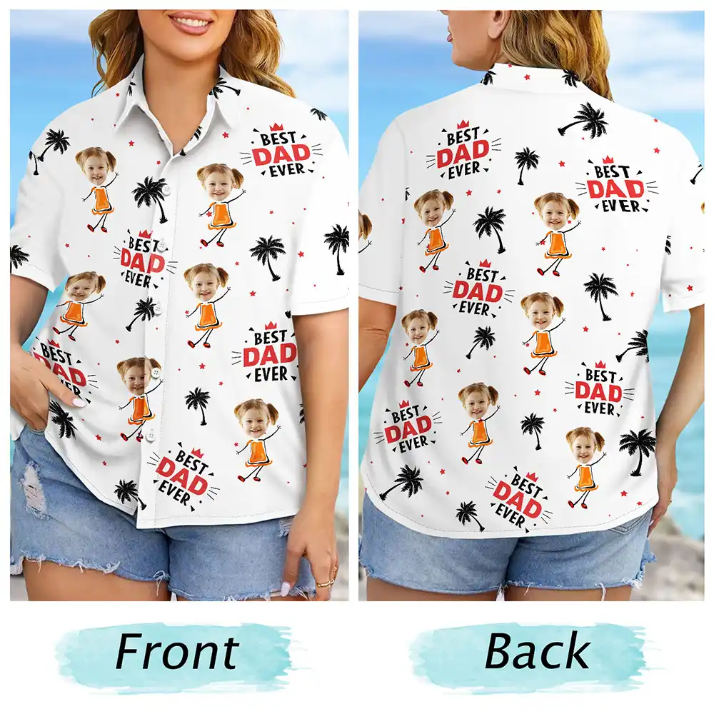 Custom Photo Best Dad Ever Coconut Palm - Personalized Hawaiian Shirt - Image 7