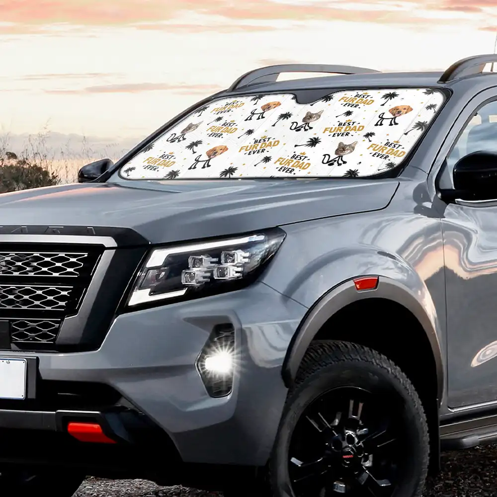 Custom Photo Best Dad Ever Kids Dog Cat - Personalized Auto Sunshade - Image 4