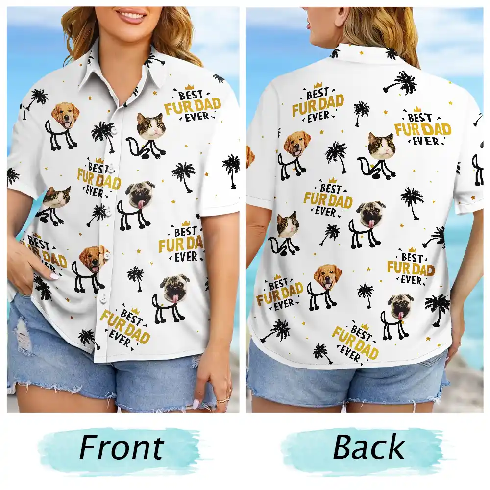 Custom Photo Best Dad Ever Kids Dog Cat - Personalized Hawaiian Shirt - Image 6