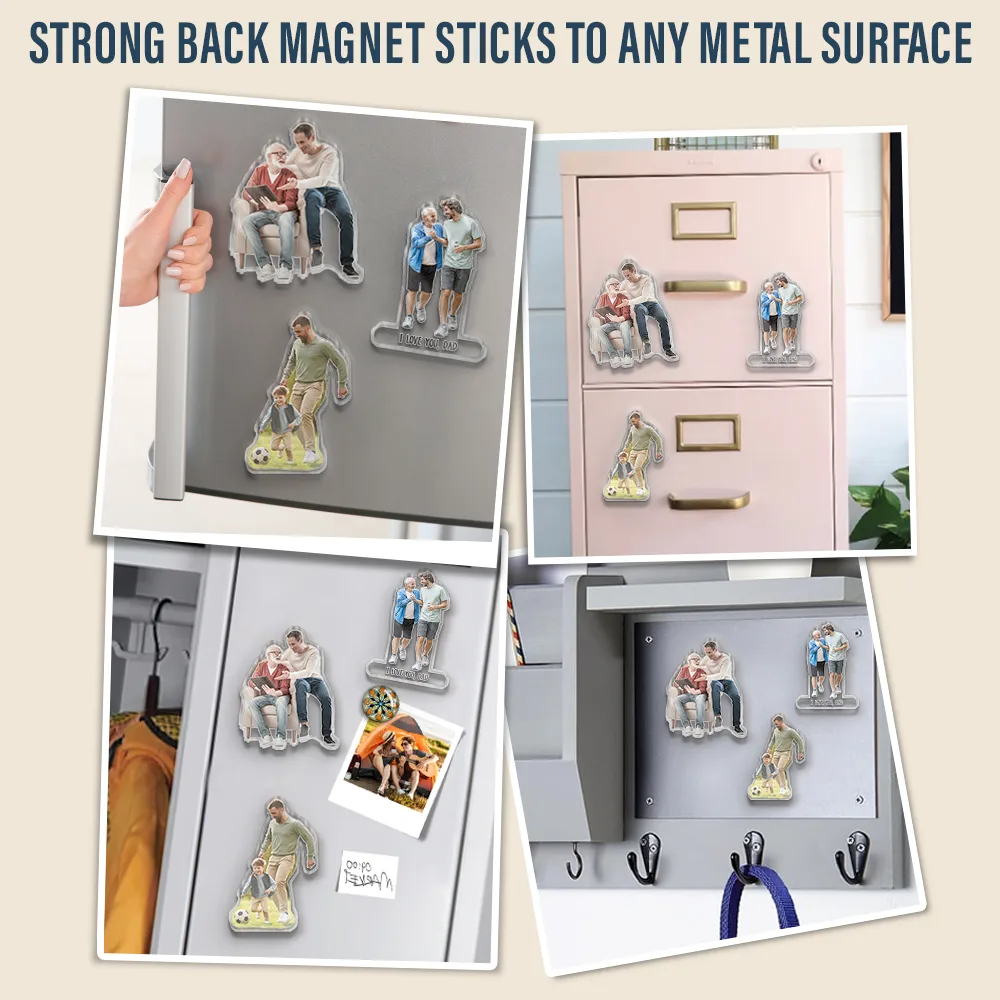 Custom Photo Best Dad Ever - Personalized Acrylic Fridge Magnet - Image 7