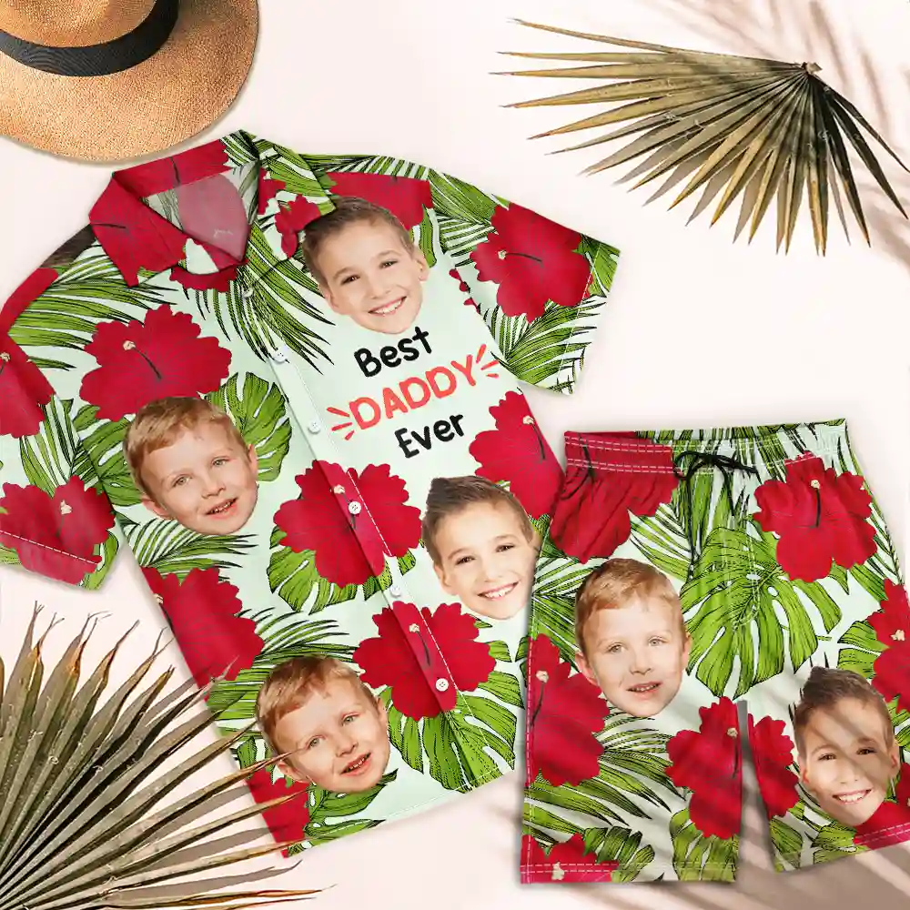 Custom Photo Best Dad Ever - Personalized Hawaii Set Shirt And Shorts - Image 4