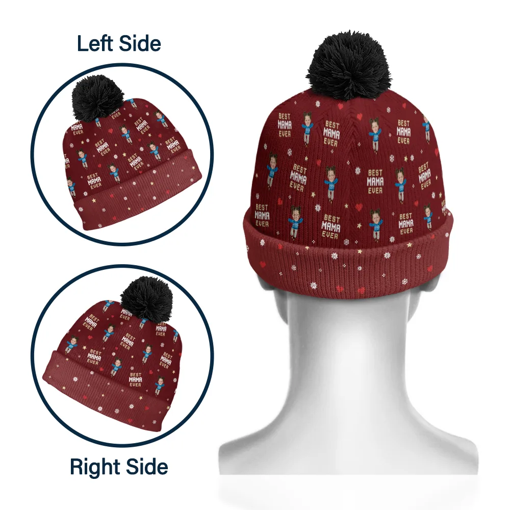 Custom Photo Best Dad Ever Ver 2 - Personalized Bobble Beanie Hat - Image 4