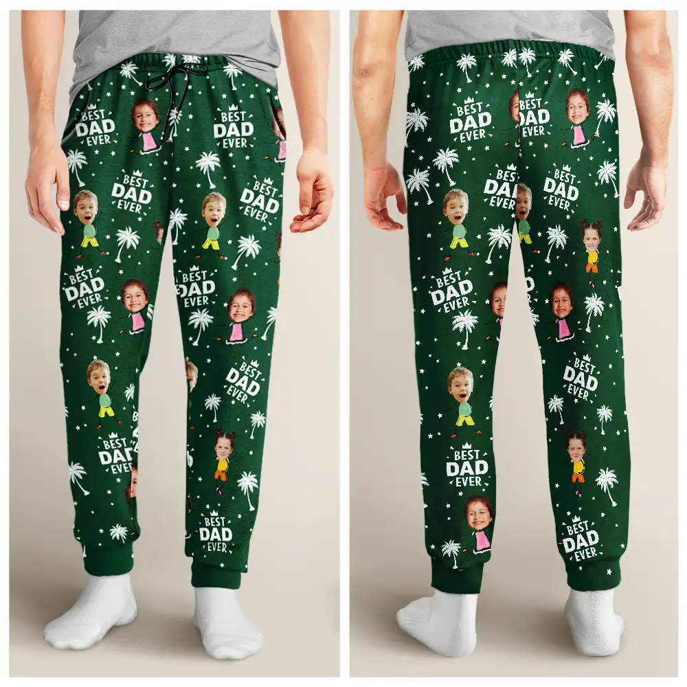 Custom Photo Best Dad Grandpa Ever - Personalized Pajama Pants - Image 5