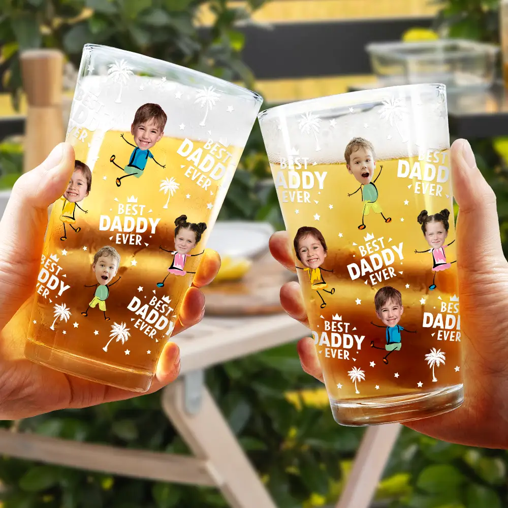 Custom Photo Best Dad Grandpa Ever - Personalized Beer Glass - Image 5