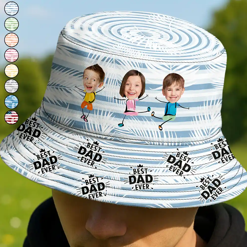 Custom Photo Best Dad Grandpa Ever - Personalized Bucket Hat
