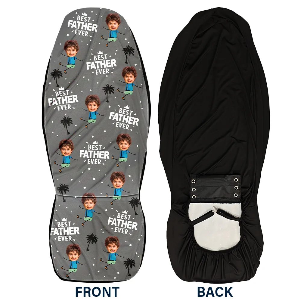 Custom Photo Best Dad Grandpa Ever - Personalized Car Seat Cover - Image 6