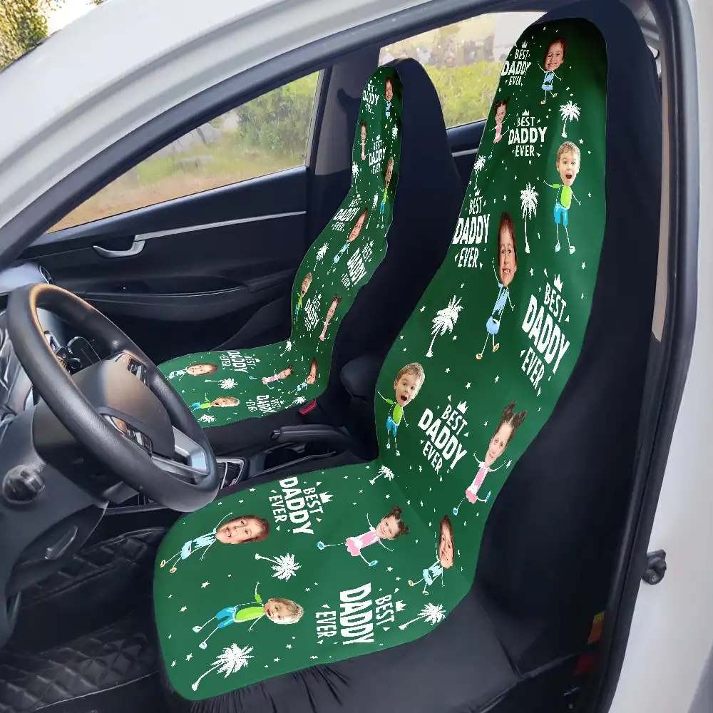Custom Photo Best Dad Grandpa Ever - Personalized Car Seat Cover - Image 7