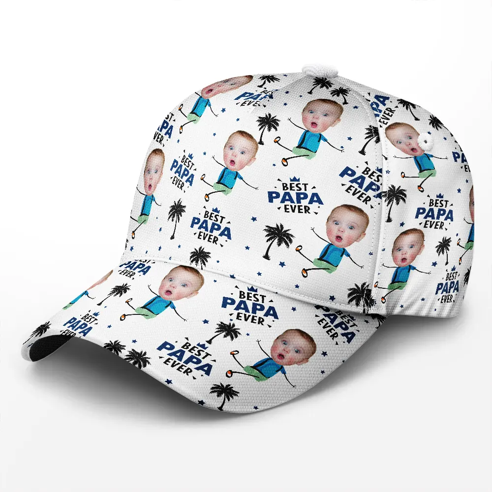 Custom Photo Best Dad Grandpa Ever - Personalized Classic Cap - Image 3