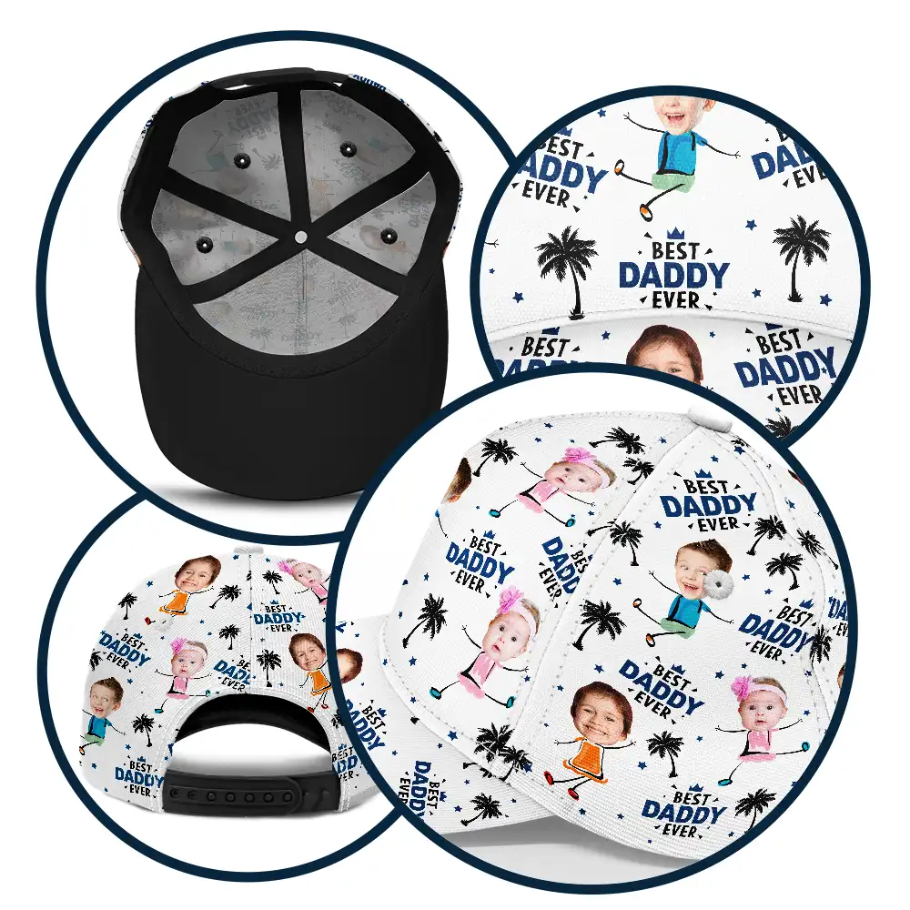 Custom Photo Best Dad Grandpa Ever - Personalized Classic Cap - Image 6