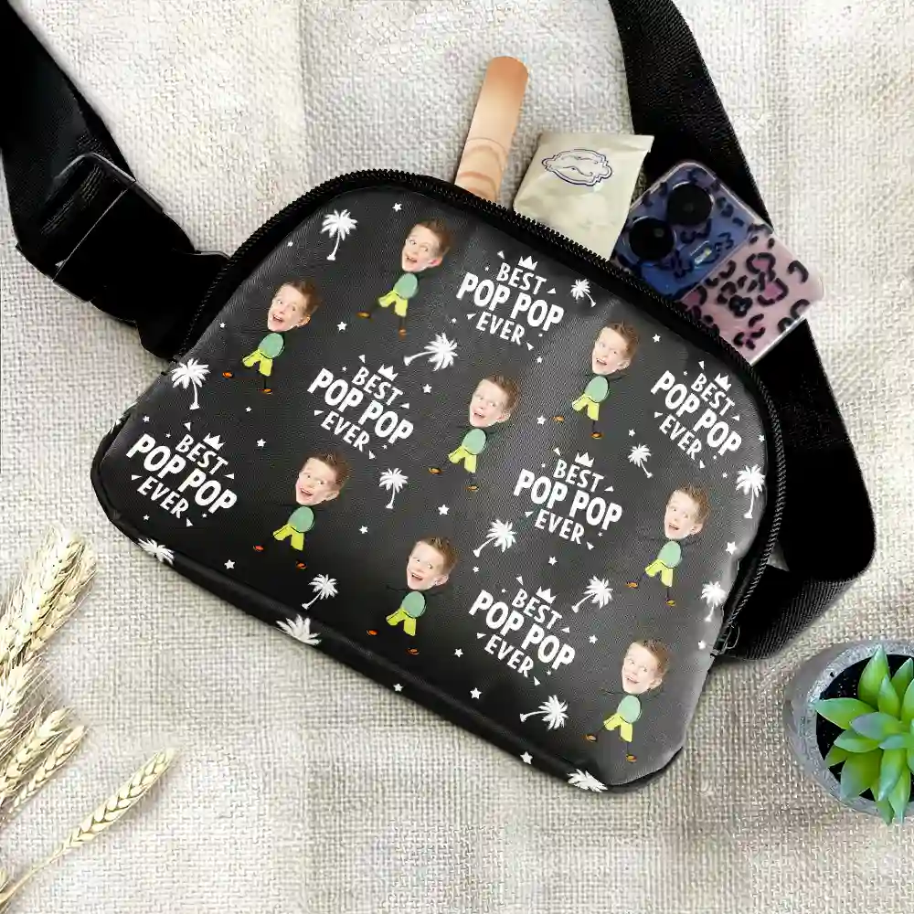 Custom Photo Best Dad Grandpa Ever - Personalized Crossbody Belt Bag - Image 3