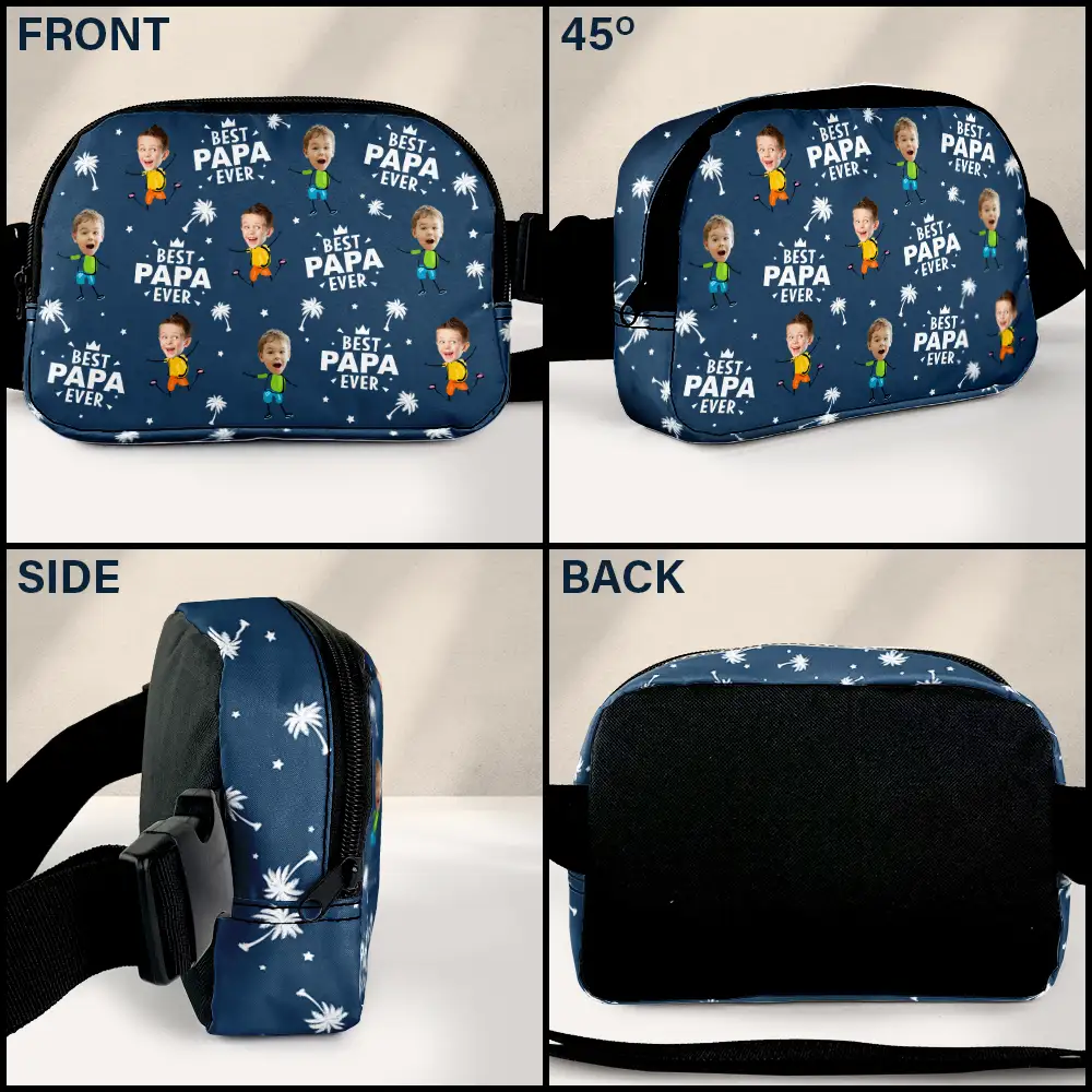 Custom Photo Best Dad Grandpa Ever - Personalized Crossbody Belt Bag - Image 4