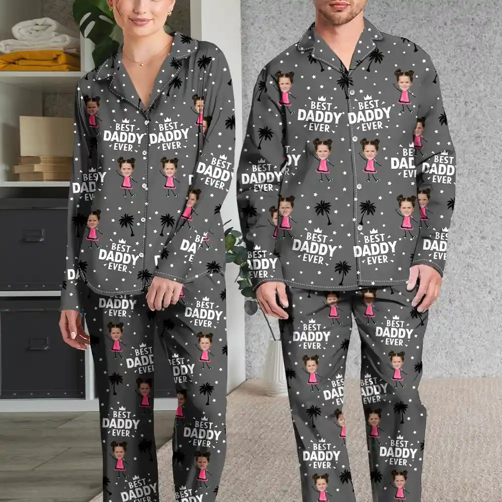 Custom Photo Best Dad Grandpa Ever - Personalized Long Pajamas Set - Image 4