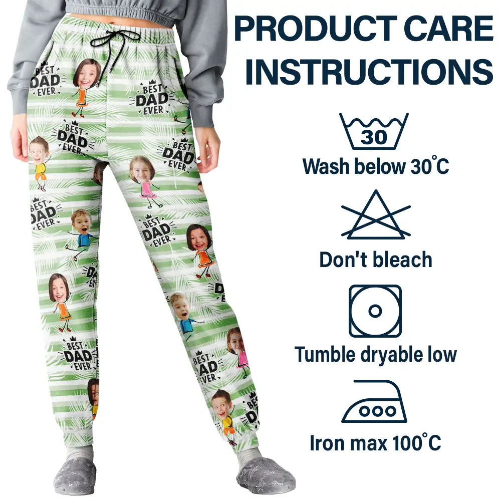 Custom Photo Stripes Best Dad Grandpa Ever - Personalized Pajama Pants - Image 6
