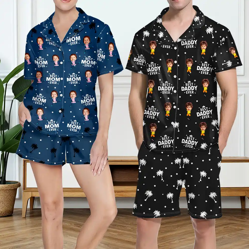 Custom Photo Best Dad Grandpa Ever - Personalized Short Pajamas Set - Image 5