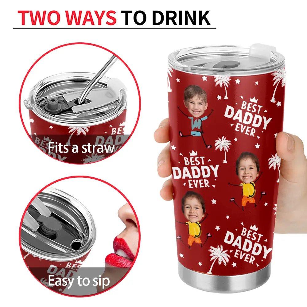 Custom Photo Best Dad Grandpa Ever - Personalized Tumbler - Image 6