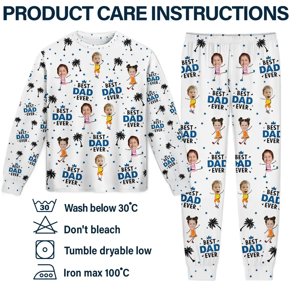 Custom Photo Best Dad Grandpa Ever - Personalized Unisex Pajamas Set - Image 7