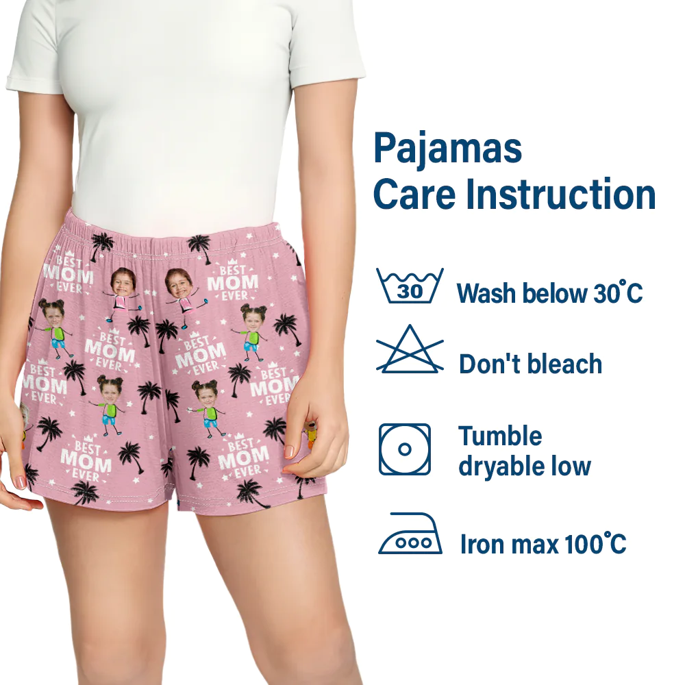 Custom Photo Best Dad Grandpa Mom Grandma Ever - Personalized Pajama Shorts - Image 7