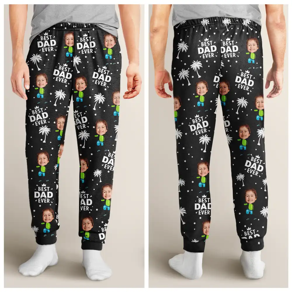 Custom Photo Best Dad Mom Ever - Personalized Pajama Pants - Image 5