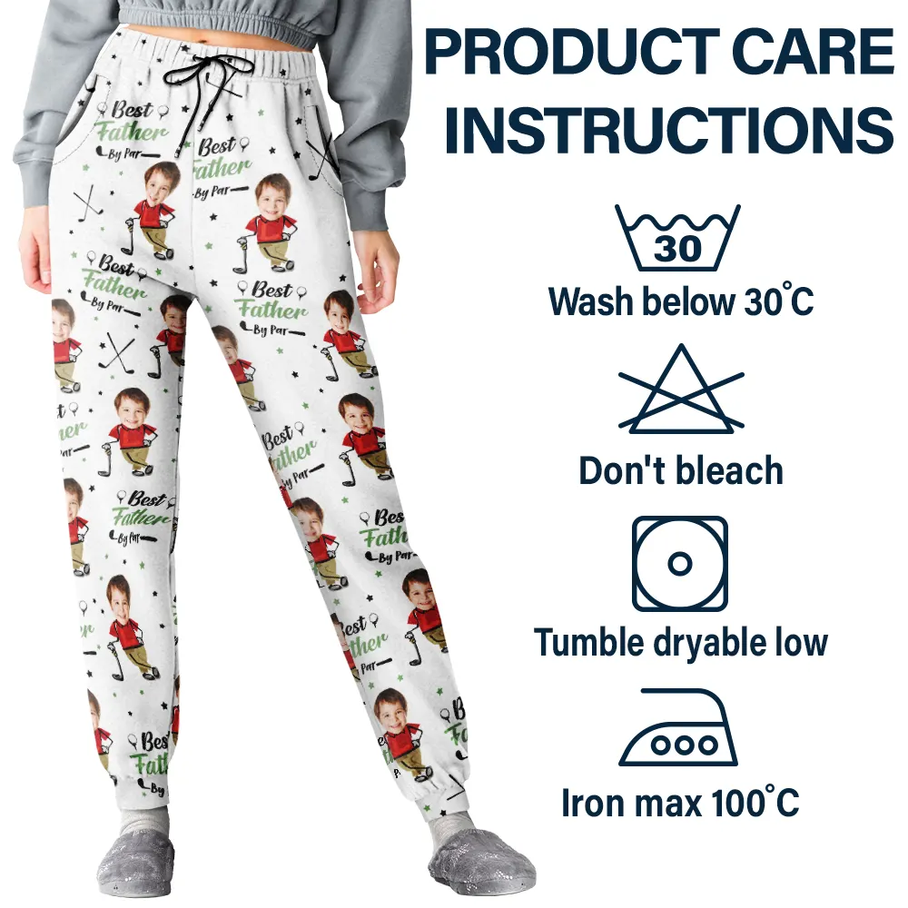 Custom Photo Best Dad Papa By Par Funny Kids - Personalized Pajama Pants - Image 6