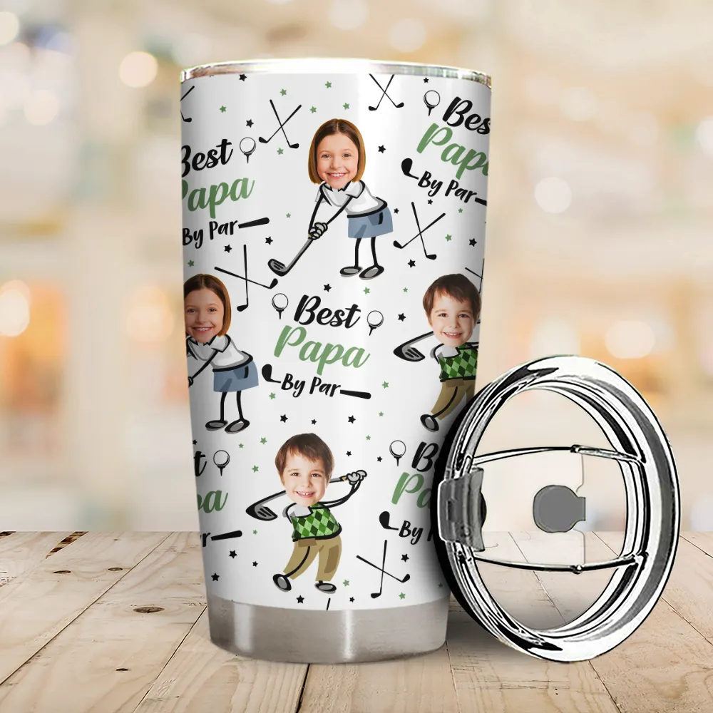 Custom Photo Best Dad Papa By Par Funny Kids - Personalized Tumbler - Image 3