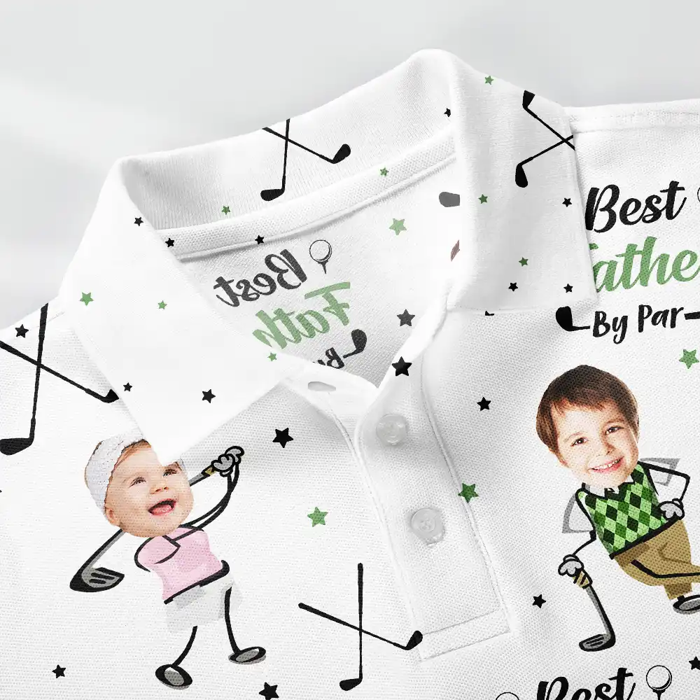 Custom Photo Best Dad Papa By Par - Personalized Polo Shirt - Image 6