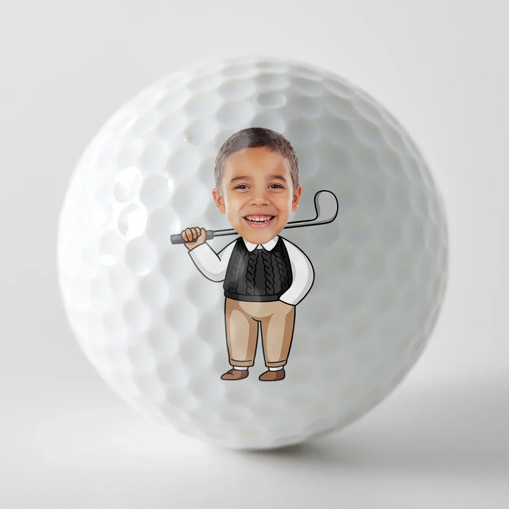 Custom Photo Best Daddy By Par Cartoon Kid - Personalized Golf Ball - Image 4