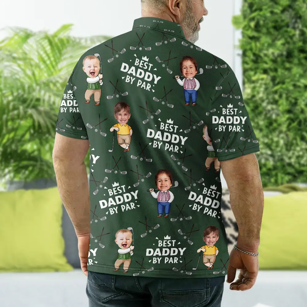 Custom Photo Best Daddy By Par Cartoon Kid - Personalized Polo Shirt - Image 4