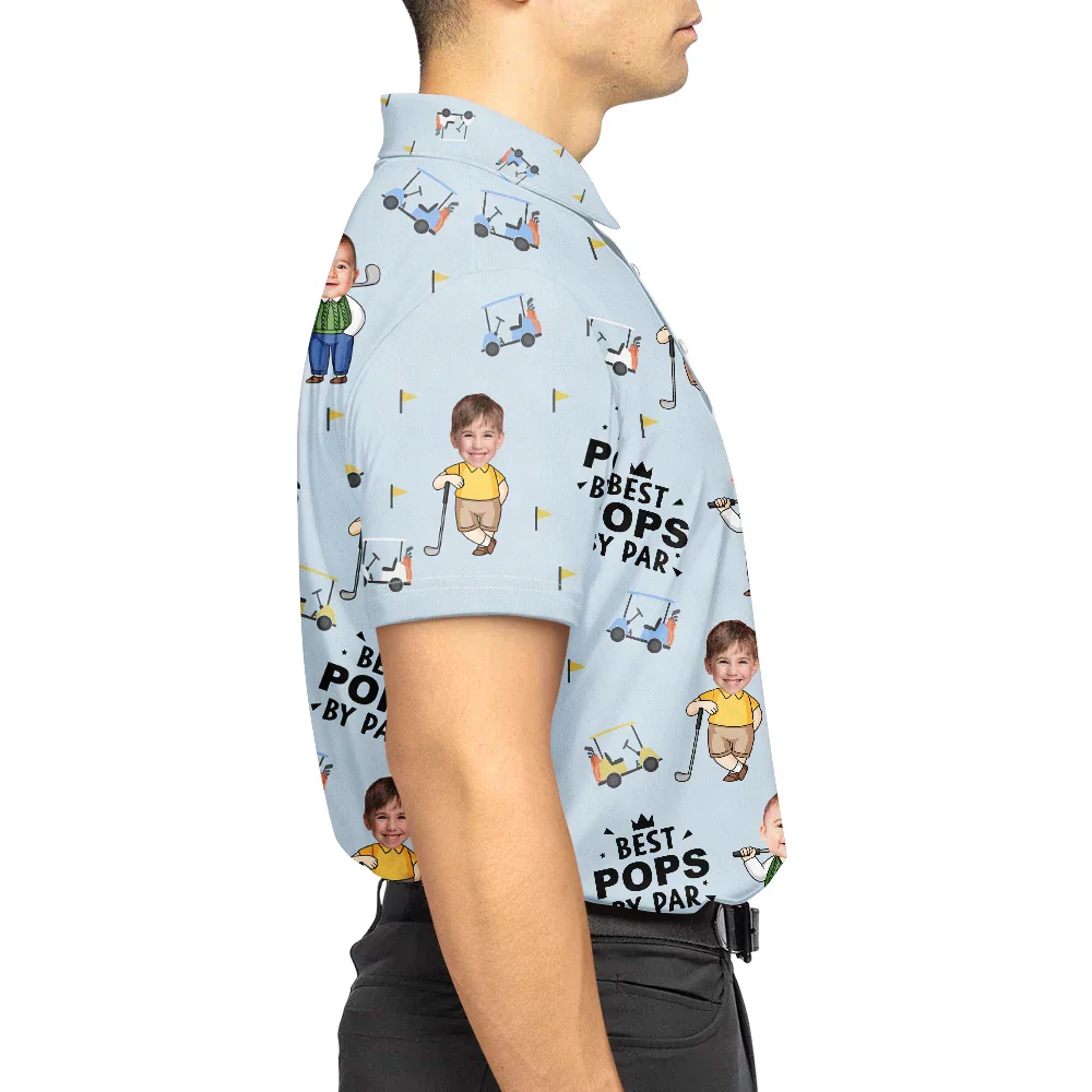 Custom Photo Best Daddy By Par Cartoon Kid - Personalized Polo Shirt - Image 7