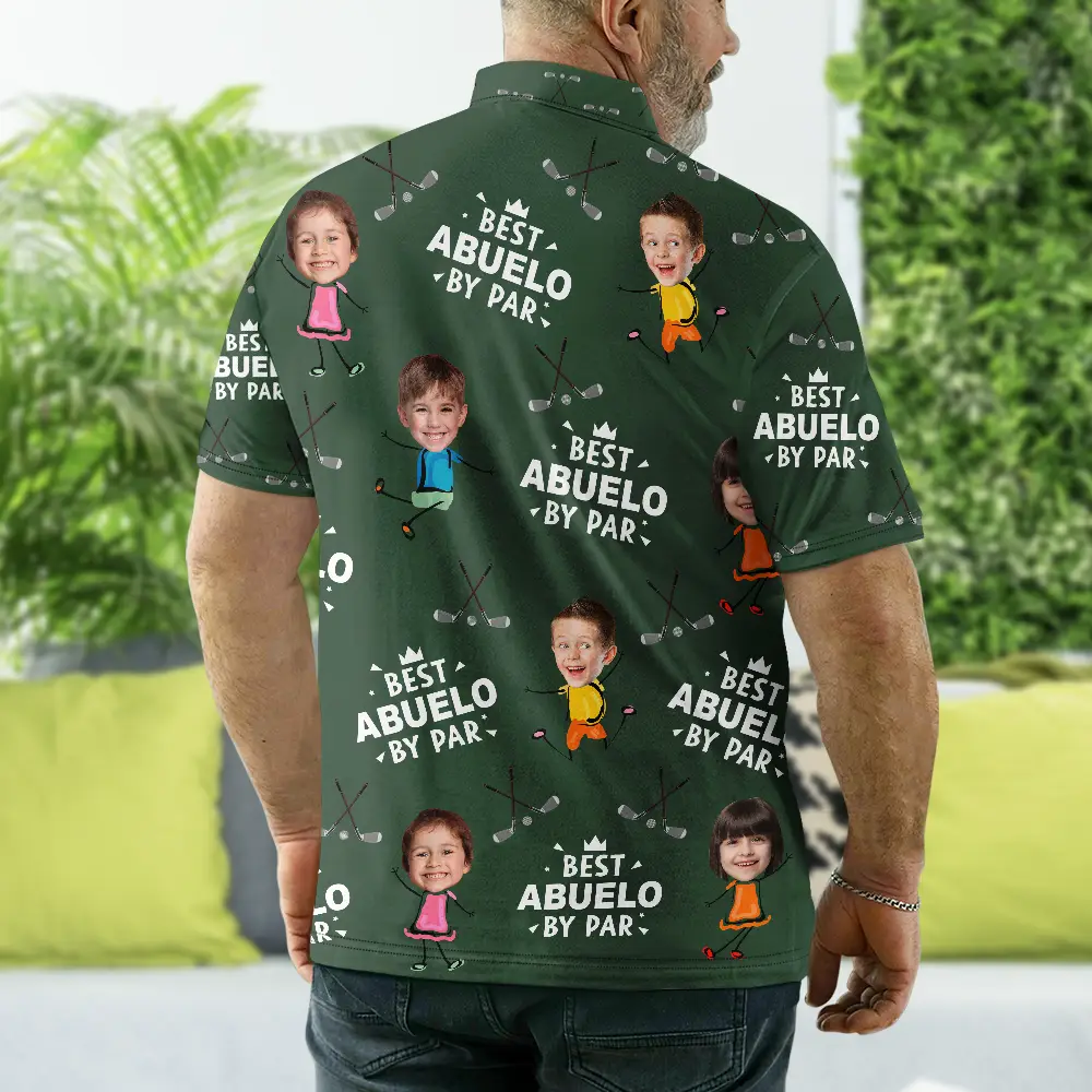 Custom Photo Best Daddy By Par Funny Golf Lover - Personalized Polo Shirt - Image 4