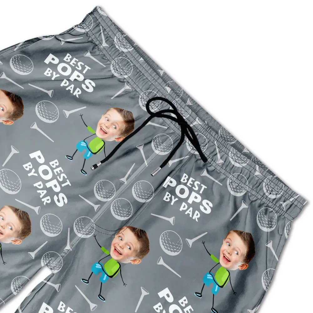 Custom Photo Best Daddy By Par Funny Golf Lover - Personalized Unisex Beach Shorts - Image 6