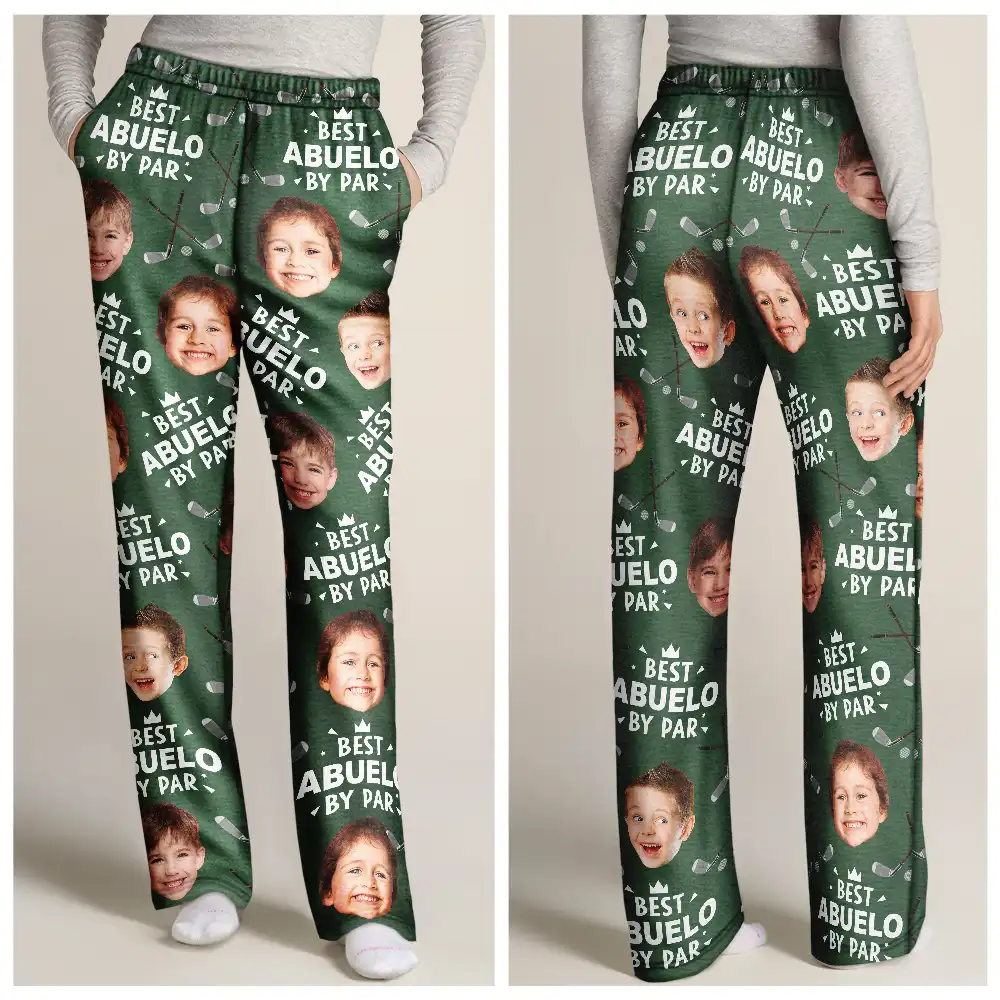 Custom Photo Best Daddy By Par Golf Lover - Personalized Pajama Pants - Image 4