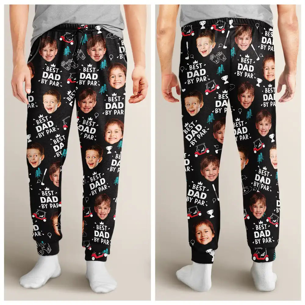 Custom Photo Best Daddy By Par Golf Lover - Personalized Pajama Pants - Image 5