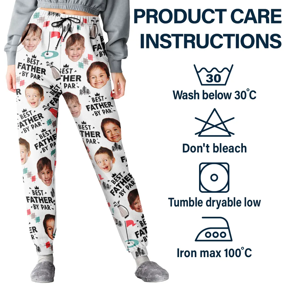 Custom Photo Best Daddy By Par Golf Lover - Personalized Pajama Pants - Image 6