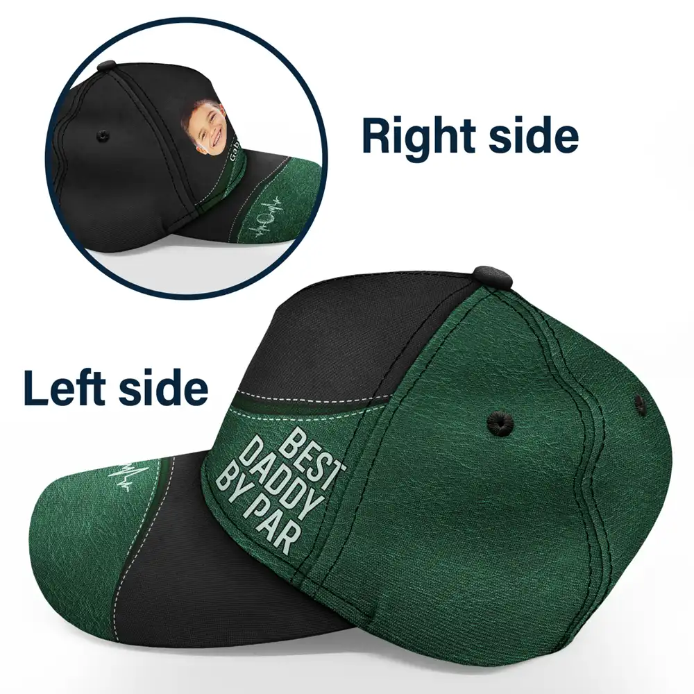 Custom Photo Best Daddy By Par - Personalized Classic Cap - Image 4