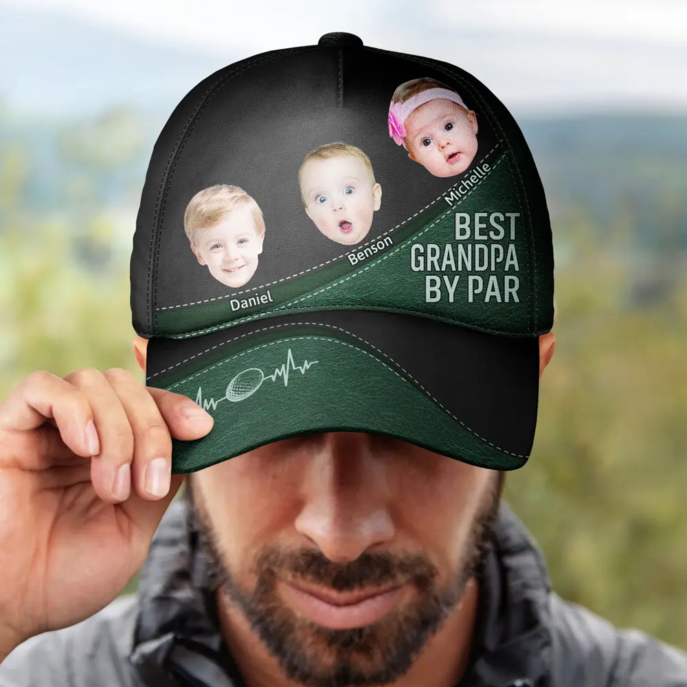 Custom Photo Best Daddy By Par - Personalized Classic Cap - Image 5