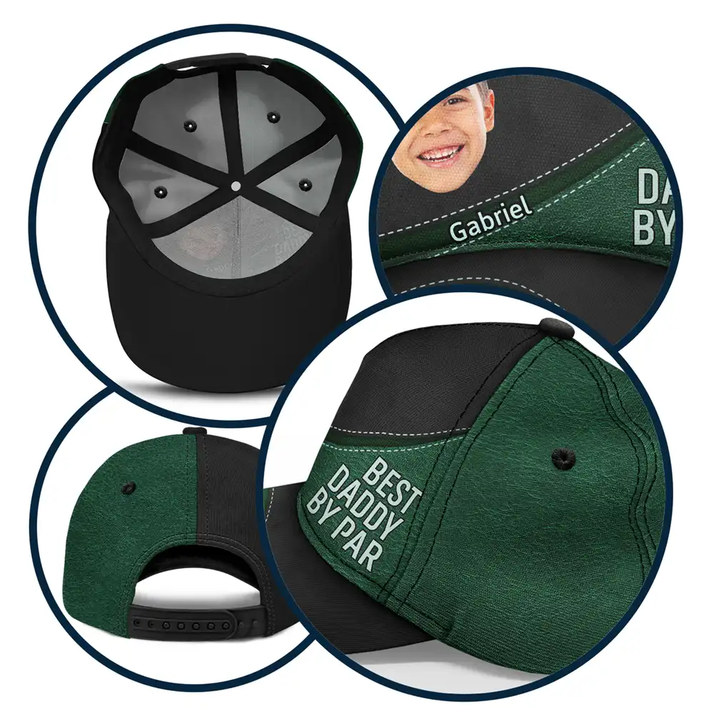 Custom Photo Best Daddy By Par - Personalized Classic Cap - Image 6