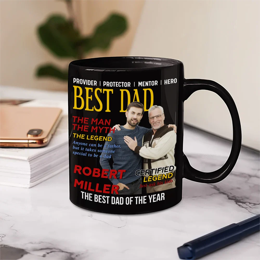 Custom Photo Best Daddy Papa Magazine - Personalized Mug - Image 6