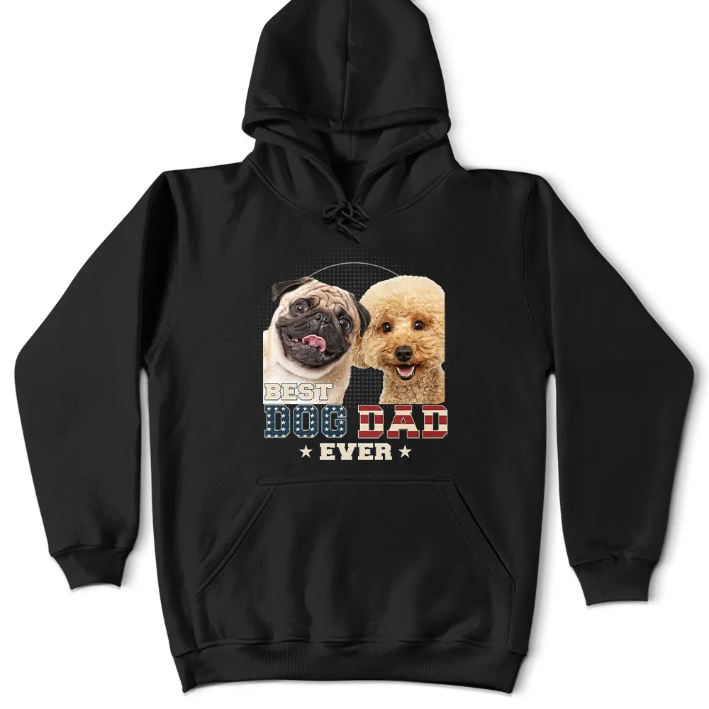 Custom Photo Best Dog Cat Dad Ever Stars And Stripes - Personalized T Shirt - Image 5