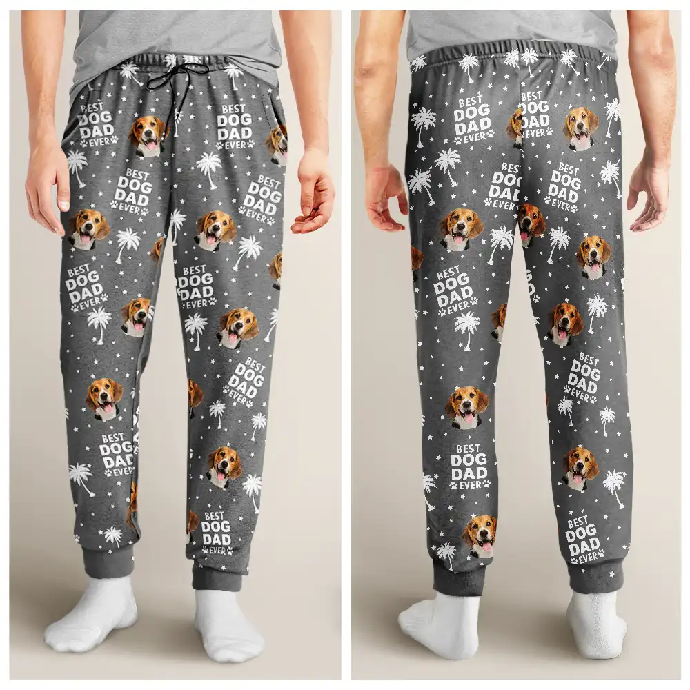Custom Photo Best Dog Cat Dad Mom Ever - Personalised Pyjama Bottoms - Image 5