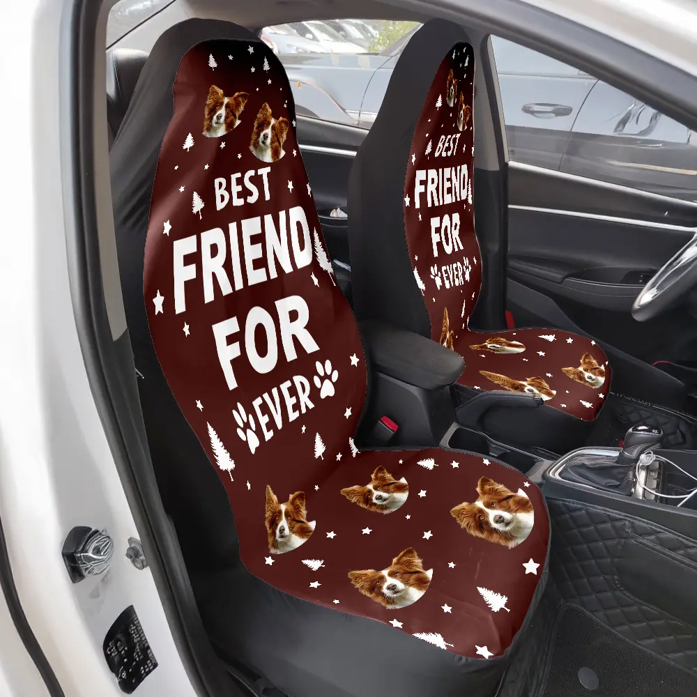 Custom Photo Best Dog Cat Dad Mom Ever - Personalized Car Seat Cover - Image 4