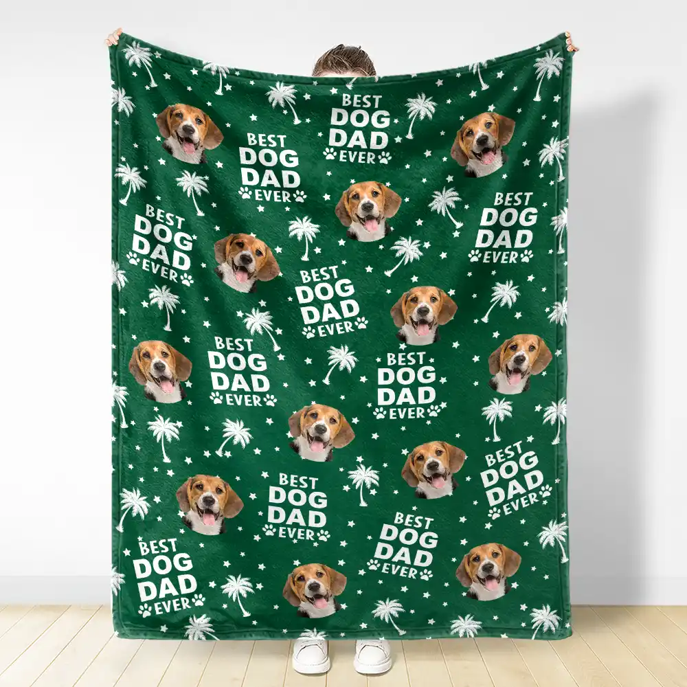 Custom Photo Best Dog Cat Dad Mom Ever - Personalized Fleece Blanket, Sherpa Blanket - Image 4