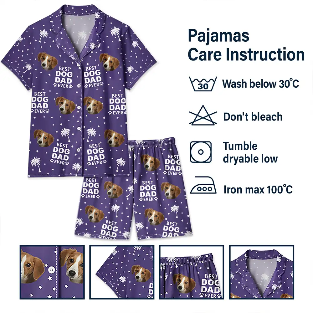 Custom Photo Best Dog Cat Dad Mom Ever - Personalized Short Pajamas Set - Image 8