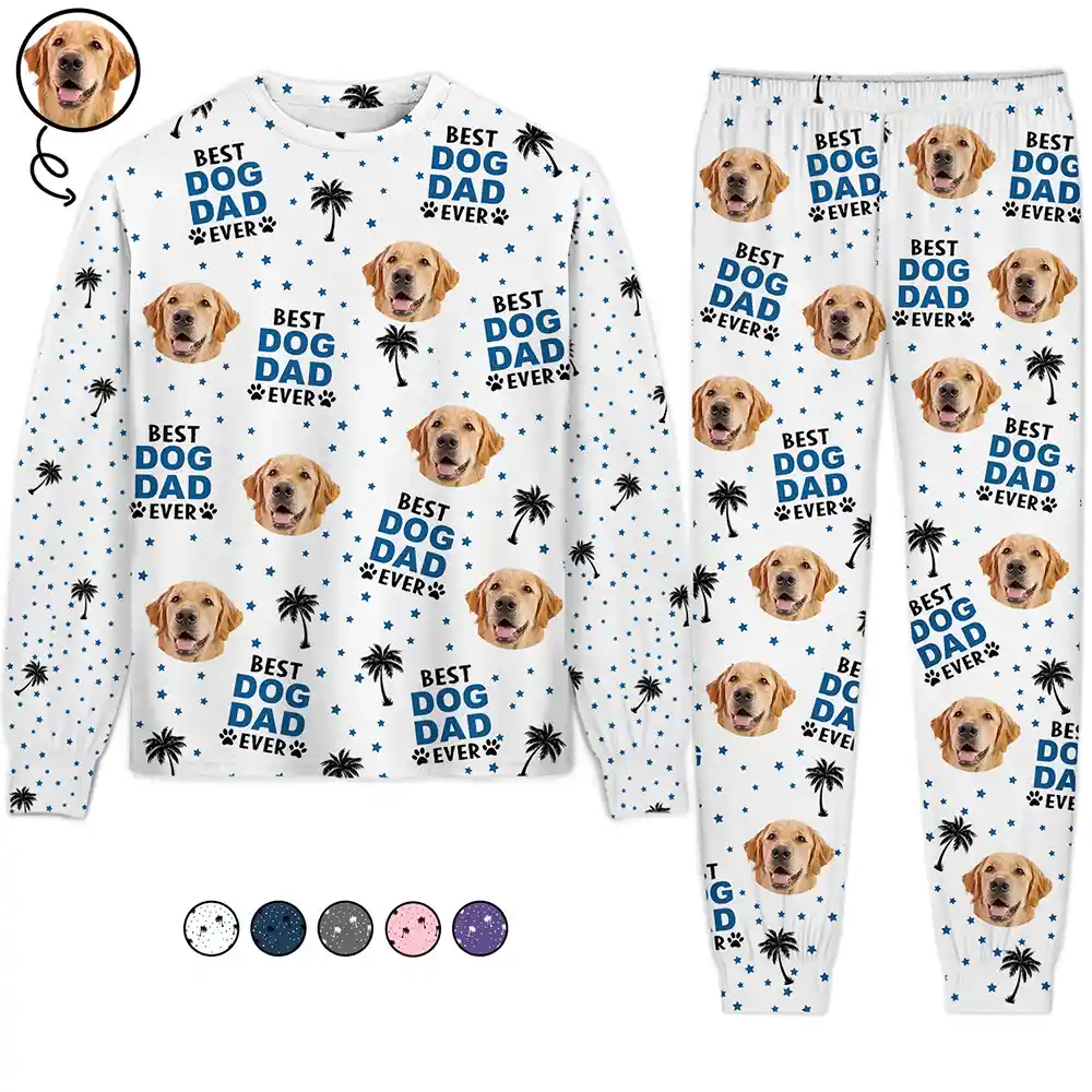Custom Photo Best Dog Cat Dad Mom Ever - Personalized Unisex Pajamas Set