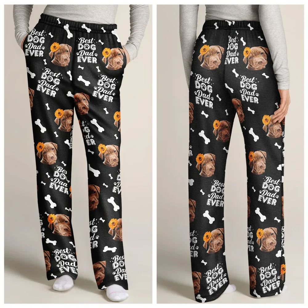 Custom Photo Best Dog Dad Dog Mom - Personalized Pajama Pants - Image 4